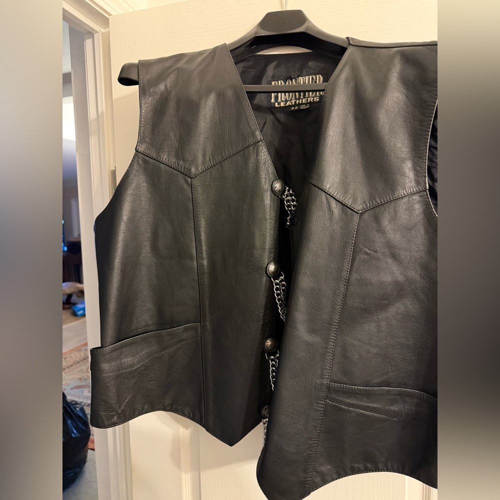 Frontier Leathers Biker Vest with rare Buffalo Nickel chain